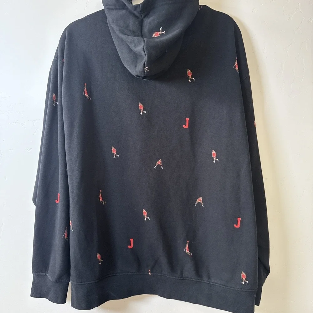 Jordan Hoodie Men XL Black All Over Print Jumpman Pullover Sweatshirt Nike